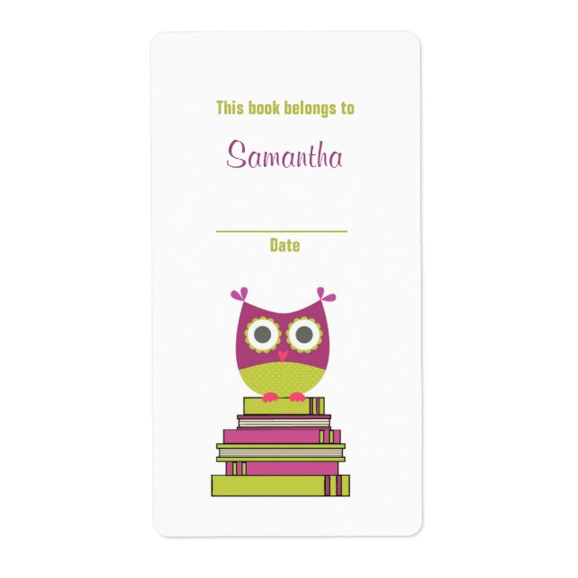 Chouette dans les livres Étiquette plaque de livre (Devant)