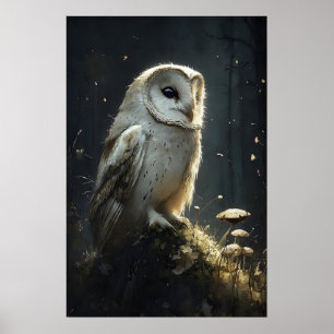 Chouette dans une impression sur toile de forêt mo