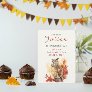 Chouette d'automne - Carte d'invitation d'annivers