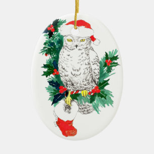 Chouette de Noël fantaisiste et ornement de chauss