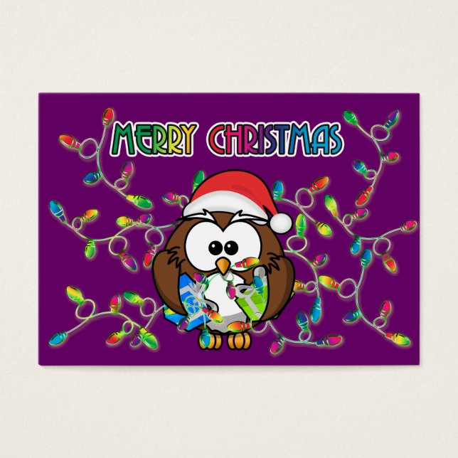 Chouette de père Noël et lumières de Noël (Devant)