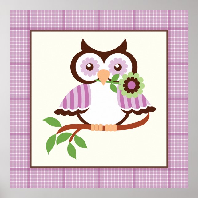 Chouette de printemps mignonne sur une affiche de  (Devant)