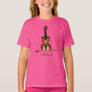 Chouette de violon drôle Musique T-shirt de fille