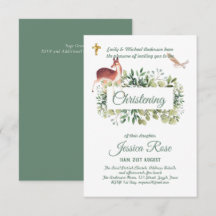 Chouette des cerfs de bois Christening Invitations