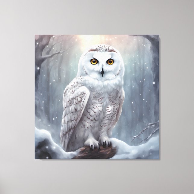 Chouette des neiges - Toile de haute qualité embou (Recto)