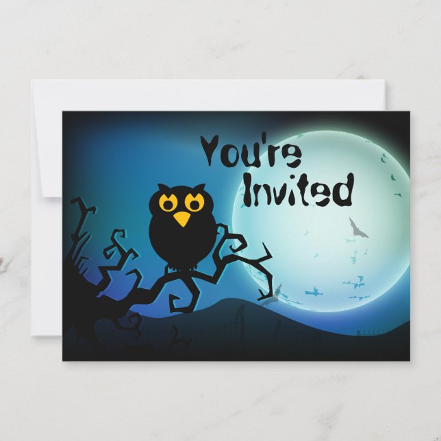 Chouette d'Halloween Invitation d'anniversaire (Devant)