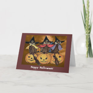 Chouette d'Halloween vintage et carte Jack o' Lant