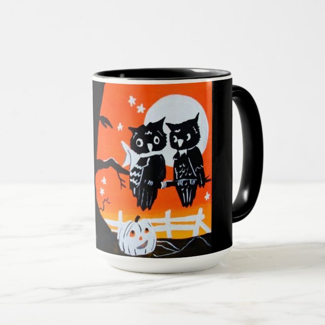 Chouette d'Halloween vintage Mug (Devant droit)