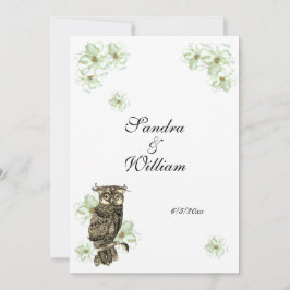 Chouette d'or et Faire-part de mariage de fleurs v