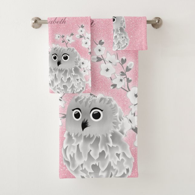 Chouette en fleurs de cerisier Parties scintillant (En situation)