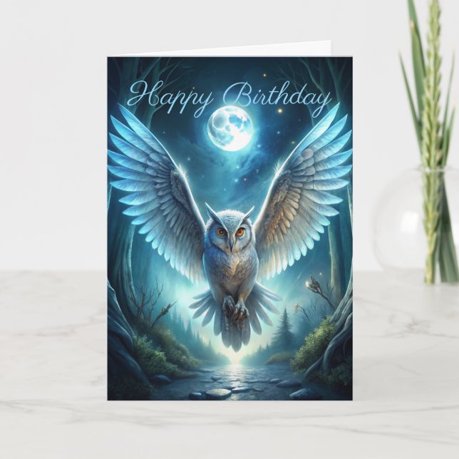 Chouette en forêt carte d'anniversaire (Devant)