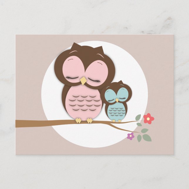 Chouette et maman Mots de conseil Cartes de maman (Devant)