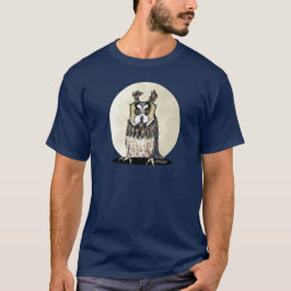 Chouette européenne au clair de lune T-shirt noir