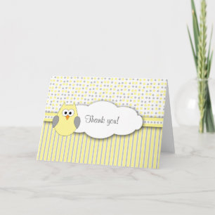 Chouette gris jaune Baby shower de la morue Merci 