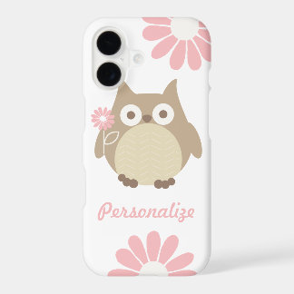 Chouette mignonne et fleurs roses personnalisées