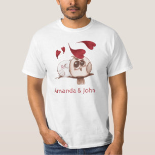 Chouette mignonne Noms de couple T-shirt personnal