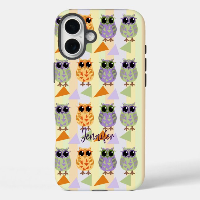 Chouette Motif Mignonne Coque-Mate Iphone 16 coque (Verso)