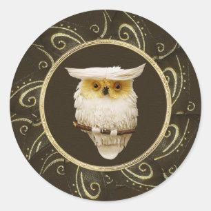 Chouette neige classique et Stickers or et Brown