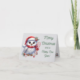 Chouette neige Joyeux Noël Bonne année Carte