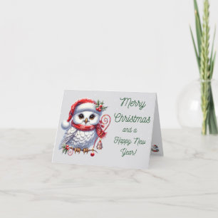 Chouette neige Joyeux Noël Bonne année Carte