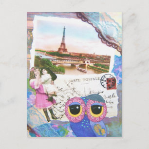 Chouette Owl geht nach Paris Postkarte