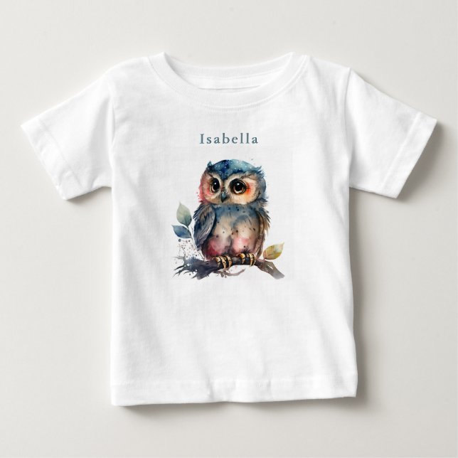 Chouette personnalisée mignonne T-shirt bébé (Devant)