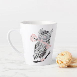 Chouette rose à cornes Latte Mug