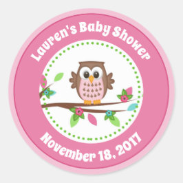 Chouette rose Baby shower Fille Favoriser Stickers