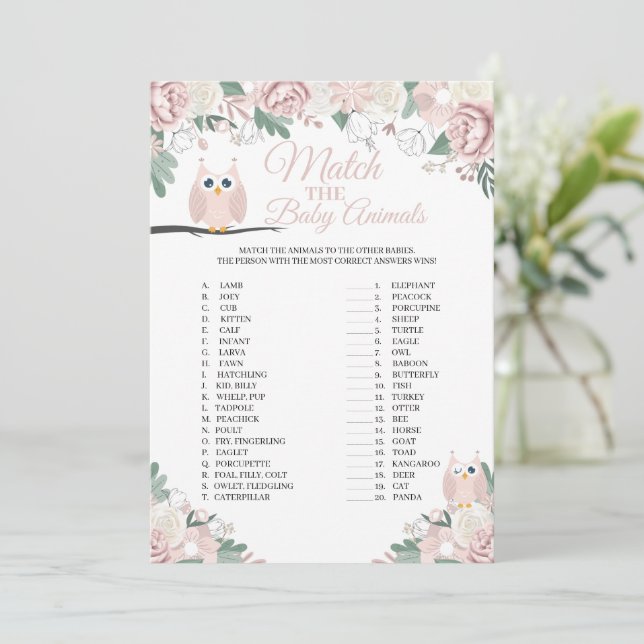 Chouette Rose Floral Correspondance La Carte De Je (Debout devant)