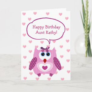 Chouette rose personnalisée Bonne carte d'annivers