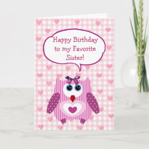 Chouette rose personnalisée Bonne carte d'annivers