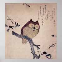 Chouette souriante mignonne Impression japonaise