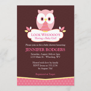 Chouette sucrée Chouette Bébé Invitations - Rose