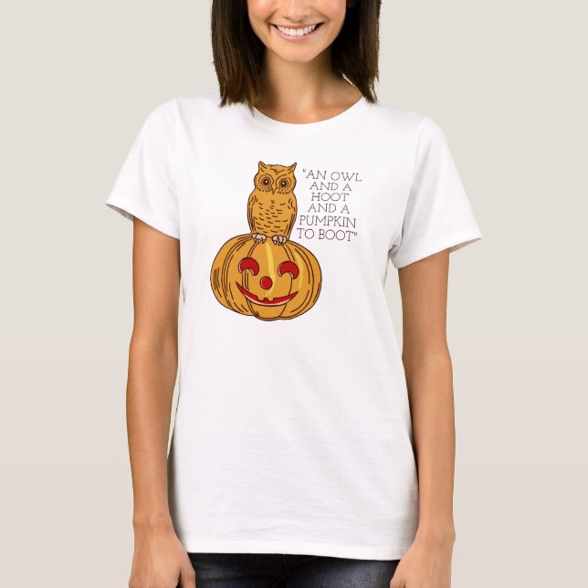 Chouette sur T-shirt Citrouille (Devant)