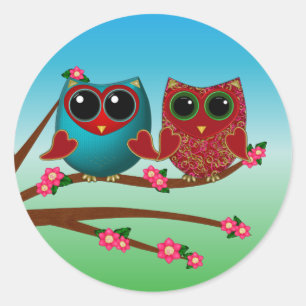 Chouette t'adore Stickers Rond