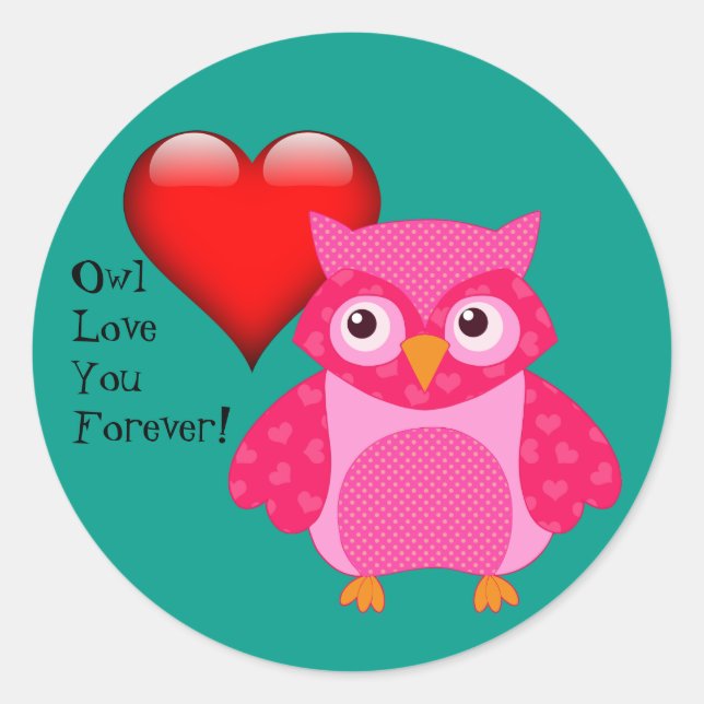 Chouette T'Aime Pour Toujours ! Sticker Valentine  (Devant)