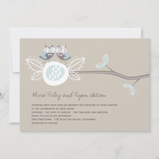 Chouettes Brown Mariages Sur Invitation Whimsical  (Devant)