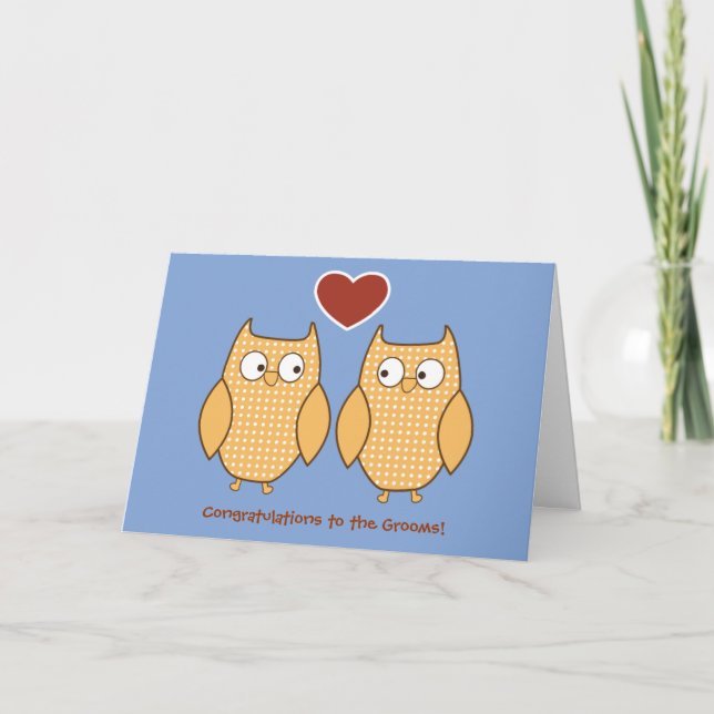Chouettes Carte Mariage gay pour les chambres (Devant)