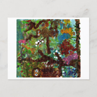 Chouettes dans un arbre, carte postale #1
