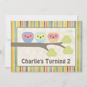 Chouettes de caricatures mignonnes Invitation rétr