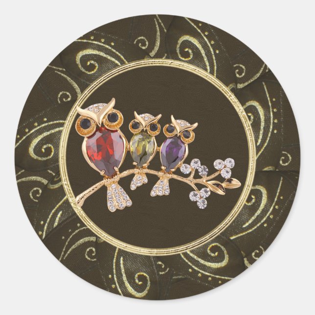 Chouettes mignonnes Bijoux Photo Stickers (Devant)