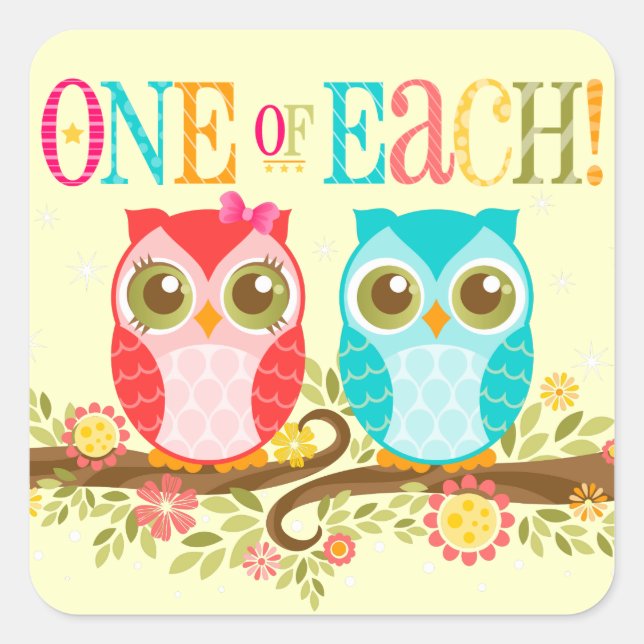 Chouettes pour bébés - Une de chacune ! Stickers J (Devant)