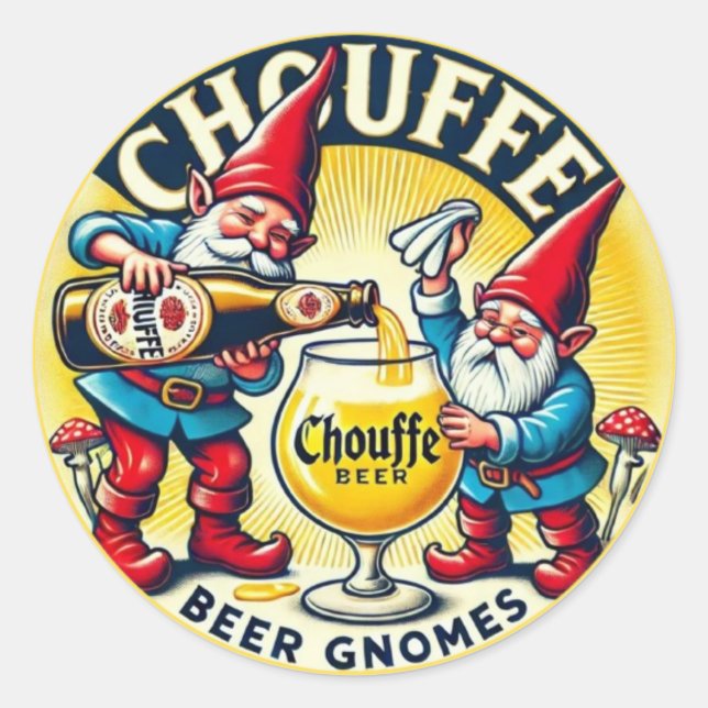 Chouffe Beer Gnomes Theme Design Runder Aufkleber (Vorderseite)