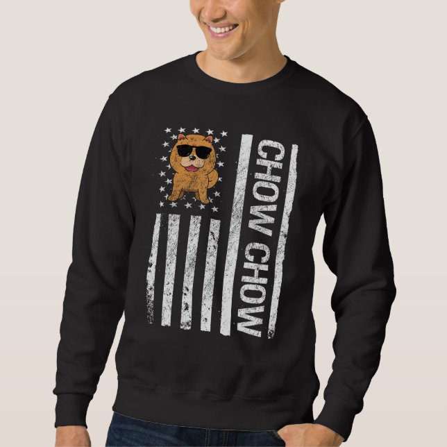 Chow Chow American USA Flag Funny Chow Chow Dog Lo Sweatshirt (Vorderseite)