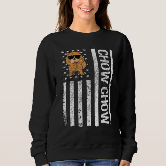 Chow Chow American USA Flag Funny Chow Chow Dog Lo Sweatshirt