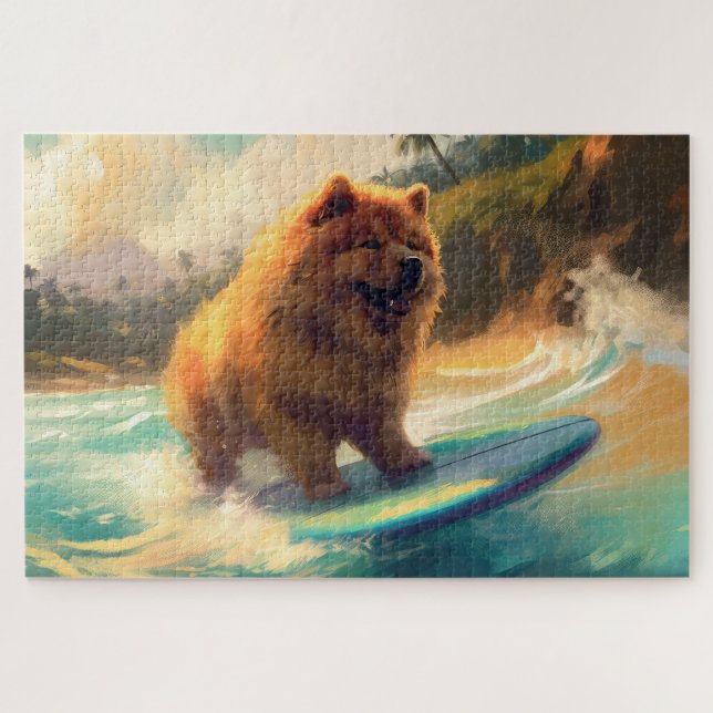 Chow Chow Beach Surfen Malerei (Horizontal)