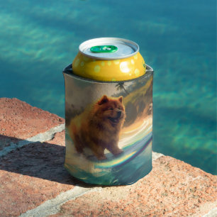 Chow Chow Beach Surfen Malerei Dosenkühler