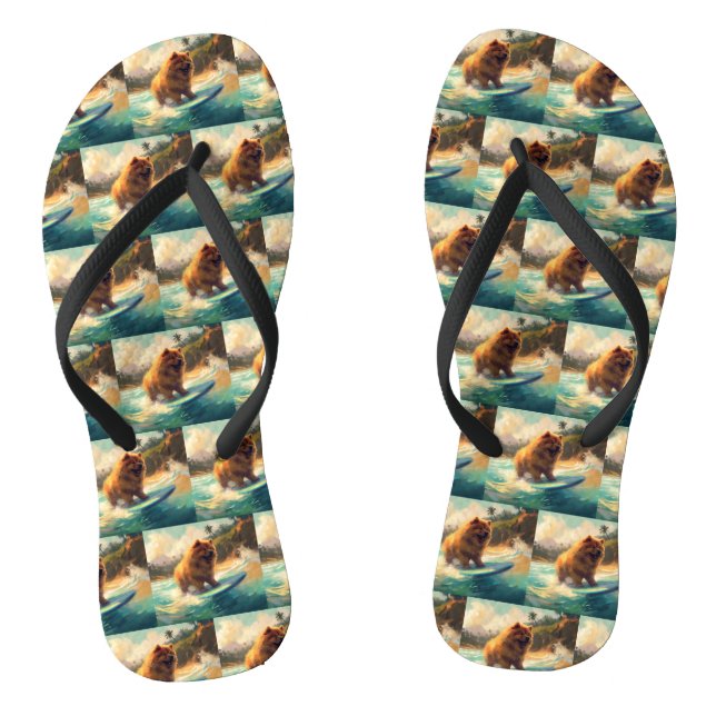 Chow Chow Beach Surfen Malerei Flip Flops (Fußbett)