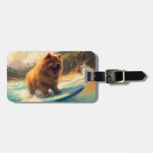 Chow Chow Beach Surfen Malerei Gepäckanhänger
