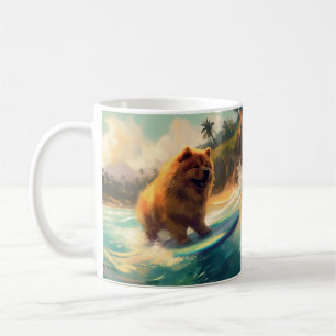 Chow Chow Beach Surfen Malerei Kaffeetasse